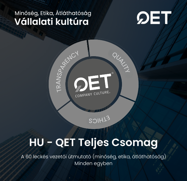 QET teljes csomag: 60 leckés útmutató vezetőknek (Minőség, Etika, Átláthatóság) – Minden egyben